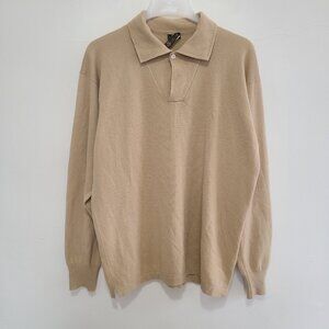 Loro Piana 100% Cashmere Polo Sweater Men's Tan Size 54 L